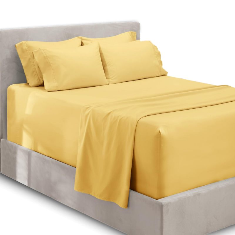1Extra Deep Pocket King Size Sheets Sets - Fits Mattress 18-24 Inches Deep - Extra Deep Pocket Sheets - 6 Piece King Size Sheets - King Sheets Deep Pocket - Grey Sheets