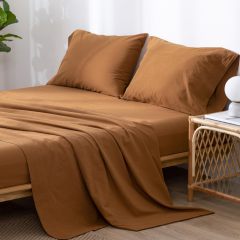 1   MooMee Bedding Sheet Set 100% Washed Cotton Linen Like Textured Breathable Durable Soft Comfy (Dark Grey, King)