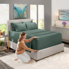 1Extra Deep Pocket King Size Sheets Sets - Fits Mattress 18-24 Inches Deep - Extra Deep Pocket Sheets - 6 Piece King Size Sheets - King Sheets Deep Pocket - Grey Sheets