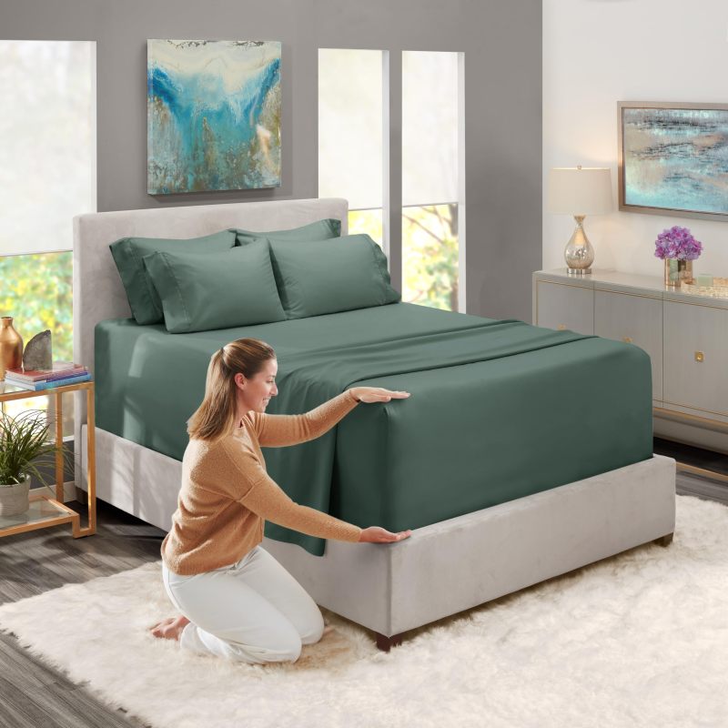 1Extra Deep Pocket King Size Sheets Sets - Fits Mattress 18-24 Inches Deep - Extra Deep Pocket Sheets - 6 Piece King Size Sheets - King Sheets Deep Pocket - Grey Sheets