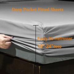 Bed Sheet Set Super Soft Microfiber 1800 Thread Count Luxury Egyptian Sheets Fit 18-24 Inch Deep Pocket Mattress Wrinkle-6 Piece (Dark Grey, Queen)
