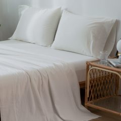1   MooMee Bedding Sheet Set 100% Washed Cotton Linen Like Textured Breathable Durable Soft Comfy (Dark Grey, King)
