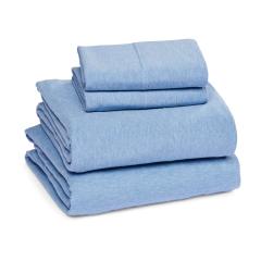 Cotton Jersey 4-Piece Bed Sheet Set, Queen, White, Solid