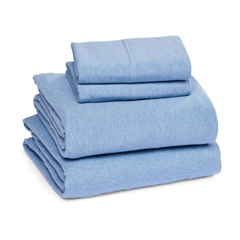 Cotton Jersey 4-Piece Bed Sheet Set, Queen, White, Solid