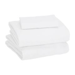 Cotton Jersey 4-Piece Bed Sheet Set, Queen, White, Solid