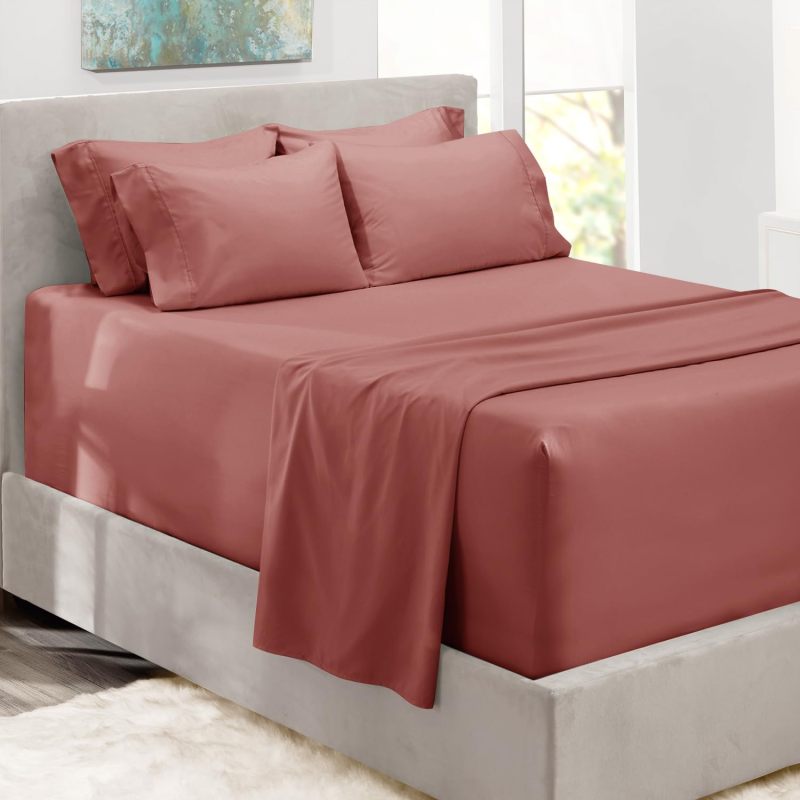 1Extra Deep Pocket King Size Sheets Sets - Fits Mattress 18-24 Inches Deep - Extra Deep Pocket Sheets - 6 Piece King Size Sheets - King Sheets Deep Pocket - Grey Sheets