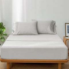 1   MooMee Bedding Sheet Set 100% Washed Cotton Linen Like Textured Breathable Durable Soft Comfy (Dark Grey, King)