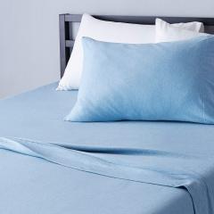 改Amazon Basics Cotton Jersey 4-Piece Bed Sheet Set, Queen, White, Solid