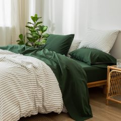 1   MooMee Bedding Sheet Set 100% Washed Cotton Linen Like Textured Breathable Durable Soft Comfy (Dark Grey, King)