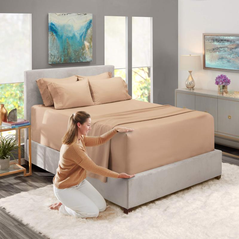 1Extra Deep Pocket King Size Sheets Sets - Fits Mattress 18-24 Inches Deep - Extra Deep Pocket Sheets - 6 Piece King Size Sheets - King Sheets Deep Pocket - Grey Sheets