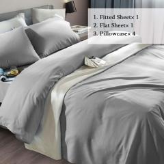 Bed Sheet Set Super Soft Microfiber 1800 Thread Count Luxury Egyptian Sheets Fit 18-24 Inch Deep Pocket Mattress Wrinkle-6 Piece (Dark Grey, Queen)