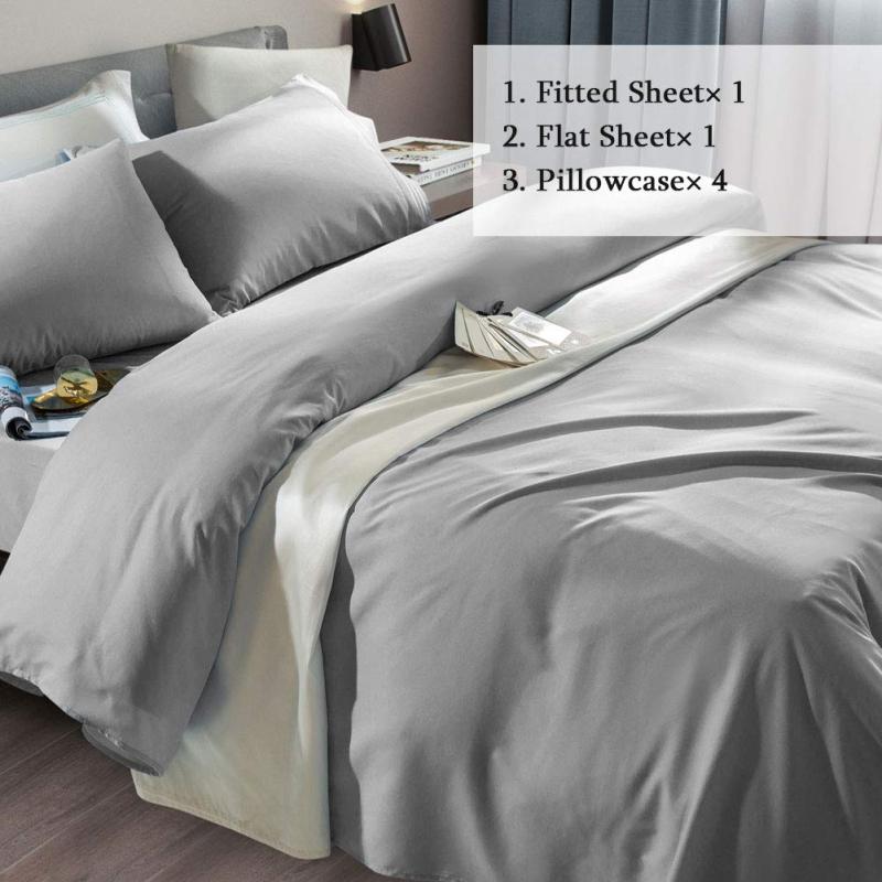 Bed Sheet Set Super Soft Microfiber 1800 Thread Count Luxury Egyptian Sheets Fit 18-24 Inch Deep Pocket Mattress Wrinkle-6 Piece (Dark Grey, Queen)