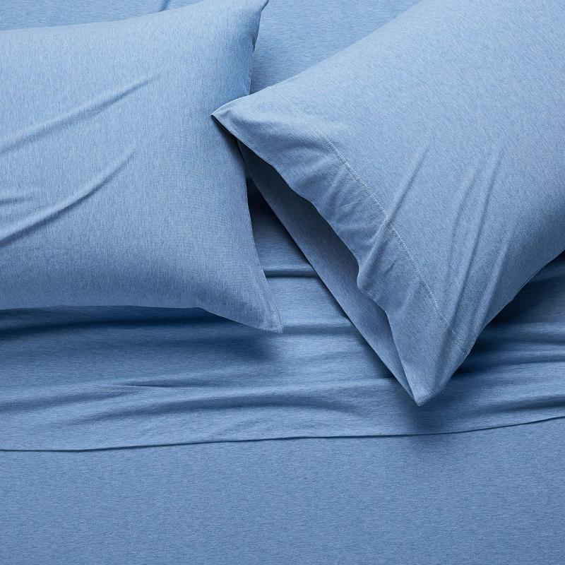 Cotton Jersey 4-Piece Bed Sheet Set, Queen, White, Solid