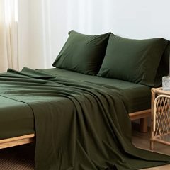 1   MooMee Bedding Sheet Set 100% Washed Cotton Linen Like Textured Breathable Durable Soft Comfy (Dark Grey, King)