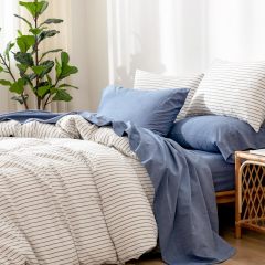 1   MooMee Bedding Sheet Set 100% Washed Cotton Linen Like Textured Breathable Durable Soft Comfy (Dark Grey, King)
