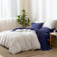 改MooMee Bedding Sheet Set 100% Washed Cotton Linen Like Textured Breathable Durable Soft Comfy (Dark Grey, King)