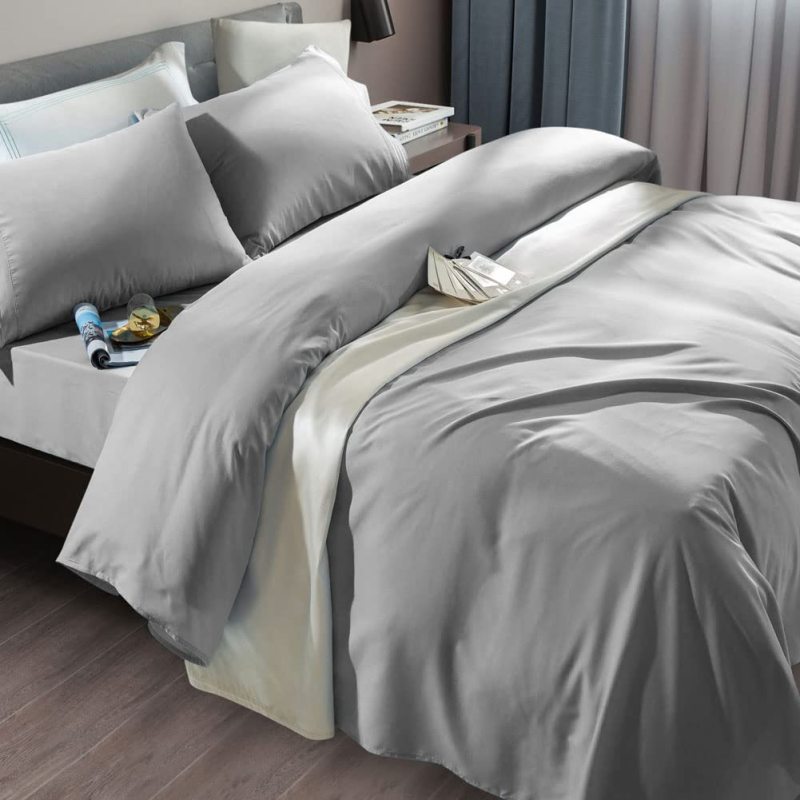 Bed Sheet Set Super Soft Microfiber 1800 Thread Count Luxury Egyptian Sheets Fit 18-24 Inch Deep Pocket Mattress Wrinkle-6 Piece (Dark Grey, Queen)