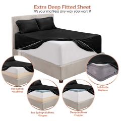 1Extra Deep Pocket King Size Sheets Sets - Fits Mattress 18-24 Inches Deep - Extra Deep Pocket Sheets - 6 Piece King Size Sheets - King Sheets Deep Pocket - Grey Sheets