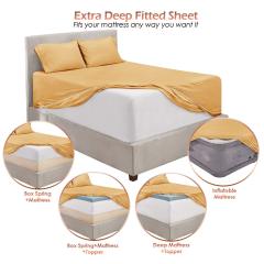 1Extra Deep Pocket King Size Sheets Sets - Fits Mattress 18-24 Inches Deep - Extra Deep Pocket Sheets - 6 Piece King Size Sheets - King Sheets Deep Pocket - Grey Sheets