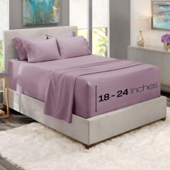 1Extra Deep Pocket King Size Sheets Sets - Fits Mattress 18-24 Inches Deep - Extra Deep Pocket Sheets - 6 Piece King Size Sheets - King Sheets Deep Pocket - Grey Sheets