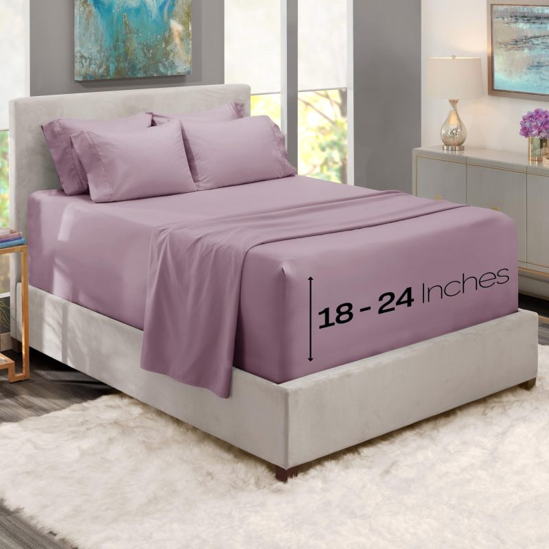 1Extra Deep Pocket King Size Sheets Sets - Fits Mattress 18-24 Inches Deep - Extra Deep Pocket Sheets - 6 Piece King Size Sheets - King Sheets Deep Pocket - Grey Sheets