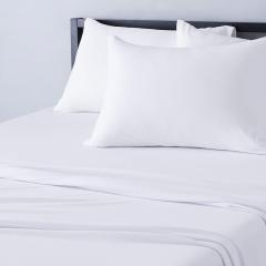 Cotton Jersey 4-Piece Bed Sheet Set, Queen, White, Solid