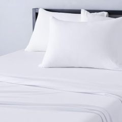 Cotton Jersey 4-Piece Bed Sheet Set, Queen, White, Solid