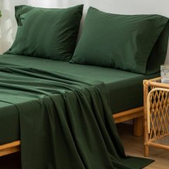 1   MooMee Bedding Sheet Set 100% Washed Cotton Linen Like Textured Breathable Durable Soft Comfy (Dark Grey, King)