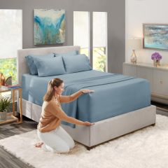 1Extra Deep Pocket King Size Sheets Sets - Fits Mattress 18-24 Inches Deep - Extra Deep Pocket Sheets - 6 Piece King Size Sheets - King Sheets Deep Pocket - Grey Sheets
