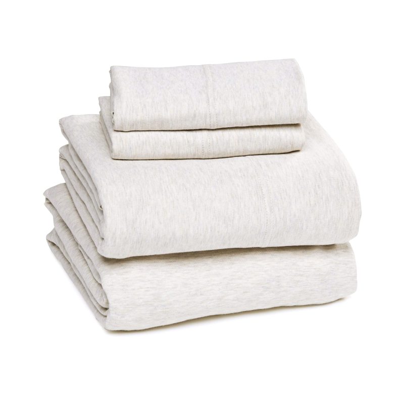 Cotton Jersey 4-Piece Bed Sheet Set, Queen, White, Solid