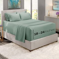 1Extra Deep Pocket King Size Sheets Sets - Fits Mattress 18-24 Inches Deep - Extra Deep Pocket Sheets - 6 Piece King Size Sheets - King Sheets Deep Pocket - Grey Sheets