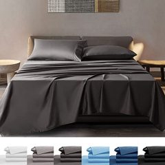 Bed Sheet Set Super Soft Microfiber 1800 Thread Count Luxury Egyptian Sheets Fit 18-24 Inch Deep Pocket Mattress Wrinkle-6 Piece (Dark Grey, Queen)
