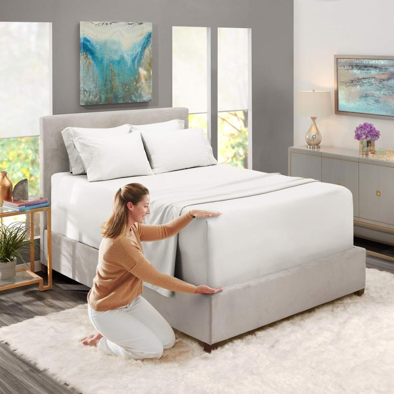 1Extra Deep Pocket King Size Sheets Sets - Fits Mattress 18-24 Inches Deep - Extra Deep Pocket Sheets - 6 Piece King Size Sheets - King Sheets Deep Pocket - Grey Sheets