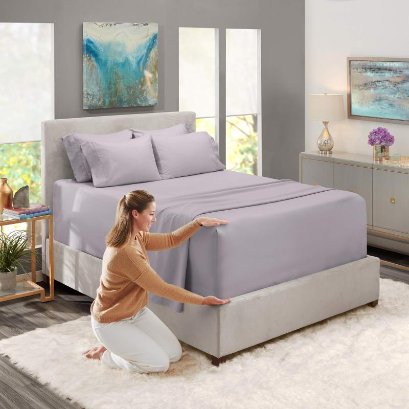 1Extra Deep Pocket King Size Sheets Sets - Fits Mattress 18-24 Inches Deep - Extra Deep Pocket Sheets - 6 Piece King Size Sheets - King Sheets Deep Pocket - Grey Sheets