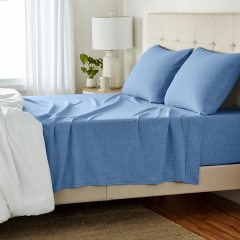 Cotton Jersey 4-Piece Bed Sheet Set, Queen, White, Solid
