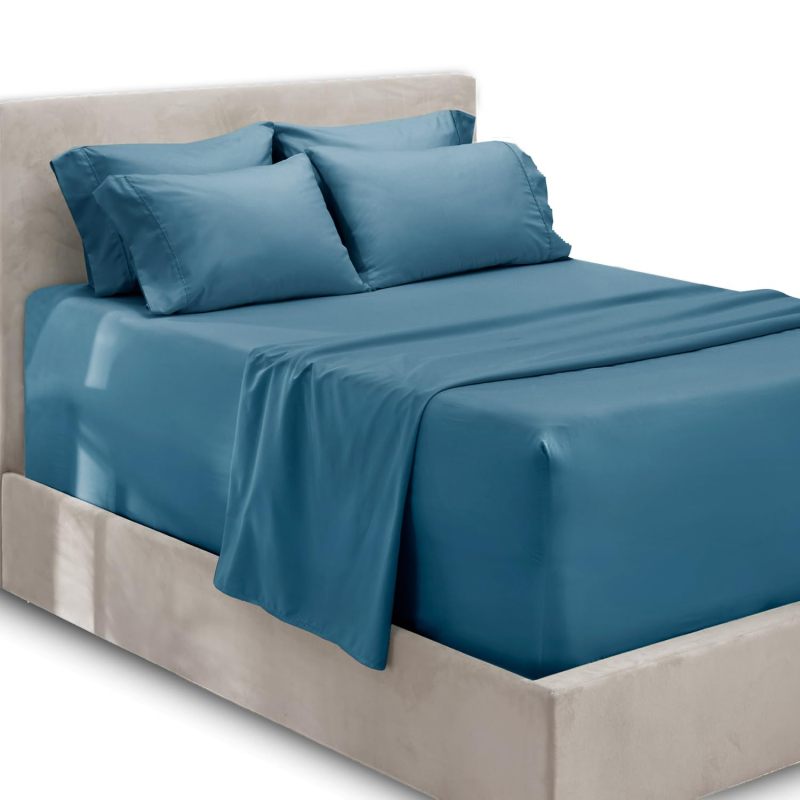 1Extra Deep Pocket King Size Sheets Sets - Fits Mattress 18-24 Inches Deep - Extra Deep Pocket Sheets - 6 Piece King Size Sheets - King Sheets Deep Pocket - Grey Sheets