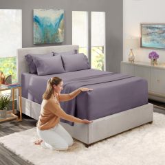 1Extra Deep Pocket King Size Sheets Sets - Fits Mattress 18-24 Inches Deep - Extra Deep Pocket Sheets - 6 Piece King Size Sheets - King Sheets Deep Pocket - Grey Sheets