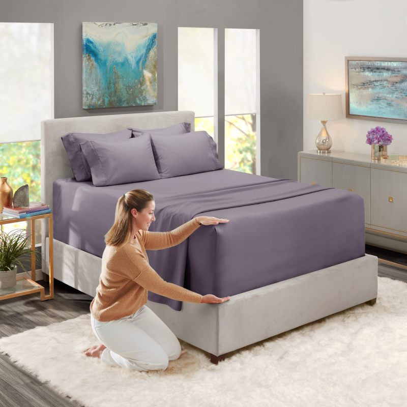1Extra Deep Pocket King Size Sheets Sets - Fits Mattress 18-24 Inches Deep - Extra Deep Pocket Sheets - 6 Piece King Size Sheets - King Sheets Deep Pocket - Grey Sheets