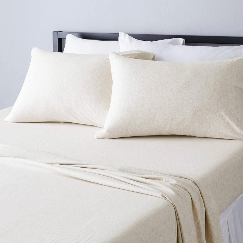 Cotton Jersey 4-Piece Bed Sheet Set, Queen, White, Solid