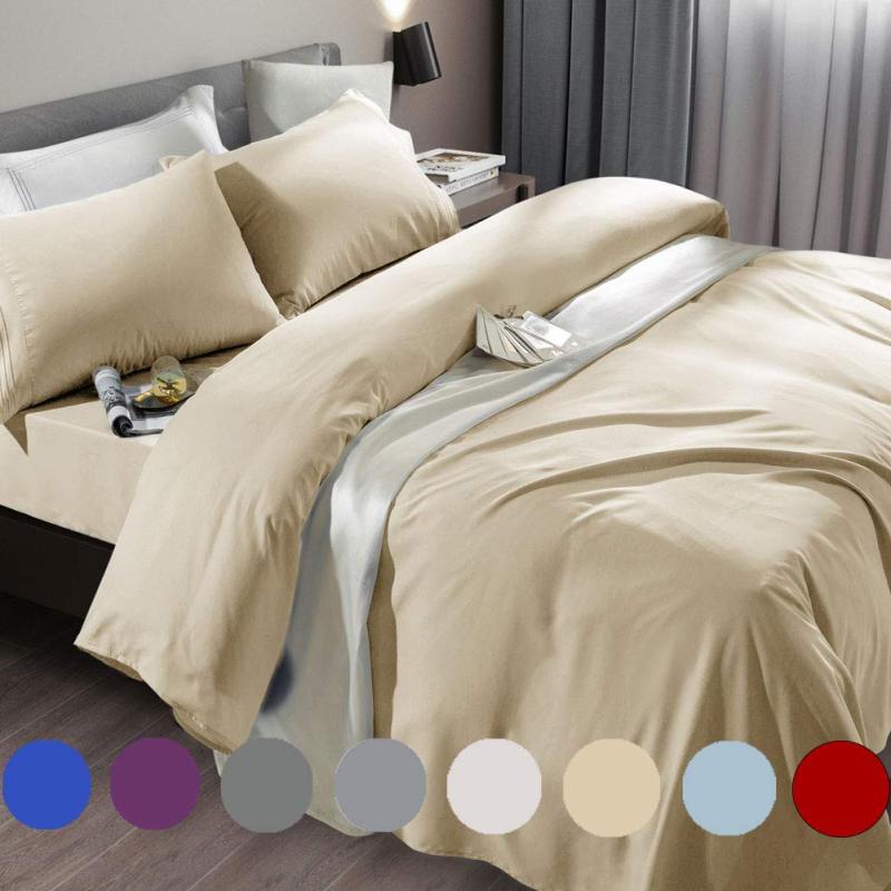 Bed Sheet Set Super Soft Microfiber 1800 Thread Count Luxury Egyptian Sheets Fit 18-24 Inch Deep Pocket Mattress Wrinkle-6 Piece (Dark Grey, Queen)