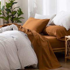 1   MooMee Bedding Sheet Set 100% Washed Cotton Linen Like Textured Breathable Durable Soft Comfy (Dark Grey, King)