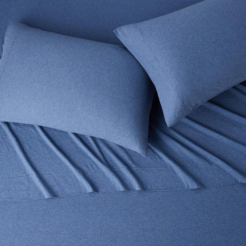 Cotton Jersey 4-Piece Bed Sheet Set, Queen, White, Solid