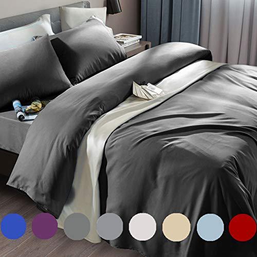Bed Sheet Set Super Soft Microfiber 1800 Thread Count Luxury Egyptian Sheets Fit 18-24 Inch Deep Pocket Mattress Wrinkle-6 Piece (Dark Grey, Queen)