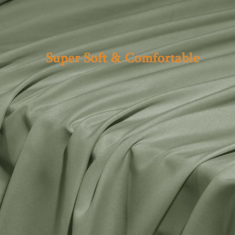 Bed Sheet Set Super Soft Microfiber 1800 Thread Count Luxury Egyptian Sheets Fit 18-24 Inch Deep Pocket Mattress Wrinkle-6 Piece (Dark Grey, Queen)