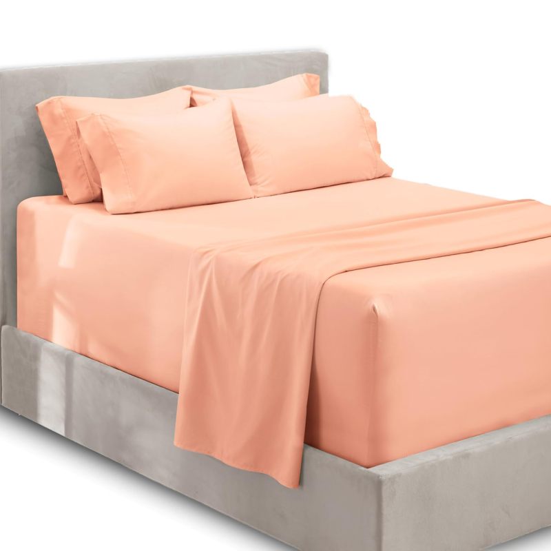 1Extra Deep Pocket King Size Sheets Sets - Fits Mattress 18-24 Inches Deep - Extra Deep Pocket Sheets - 6 Piece King Size Sheets - King Sheets Deep Pocket - Grey Sheets