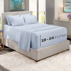 1Extra Deep Pocket King Size Sheets Sets - Fits Mattress 18-24 Inches Deep - Extra Deep Pocket Sheets - 6 Piece King Size Sheets - King Sheets Deep Pocket - Grey Sheets