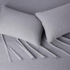Cotton Jersey 4-Piece Bed Sheet Set, Queen, White, Solid