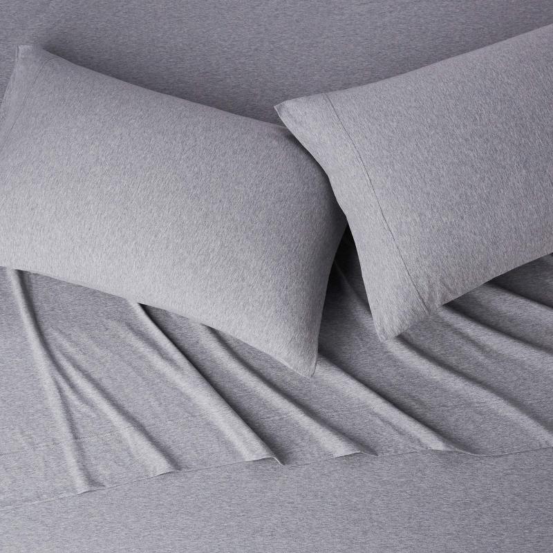 Cotton Jersey 4-Piece Bed Sheet Set, Queen, White, Solid