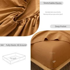 1   MooMee Bedding Sheet Set 100% Washed Cotton Linen Like Textured Breathable Durable Soft Comfy (Dark Grey, King)
