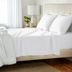 Cotton Jersey 4-Piece Bed Sheet Set, Queen, White, Solid